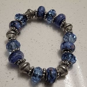 Blue and Silver Beaded Bracelet